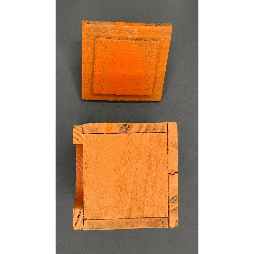 Square Wood Pumpkin Votive Holder 7.5